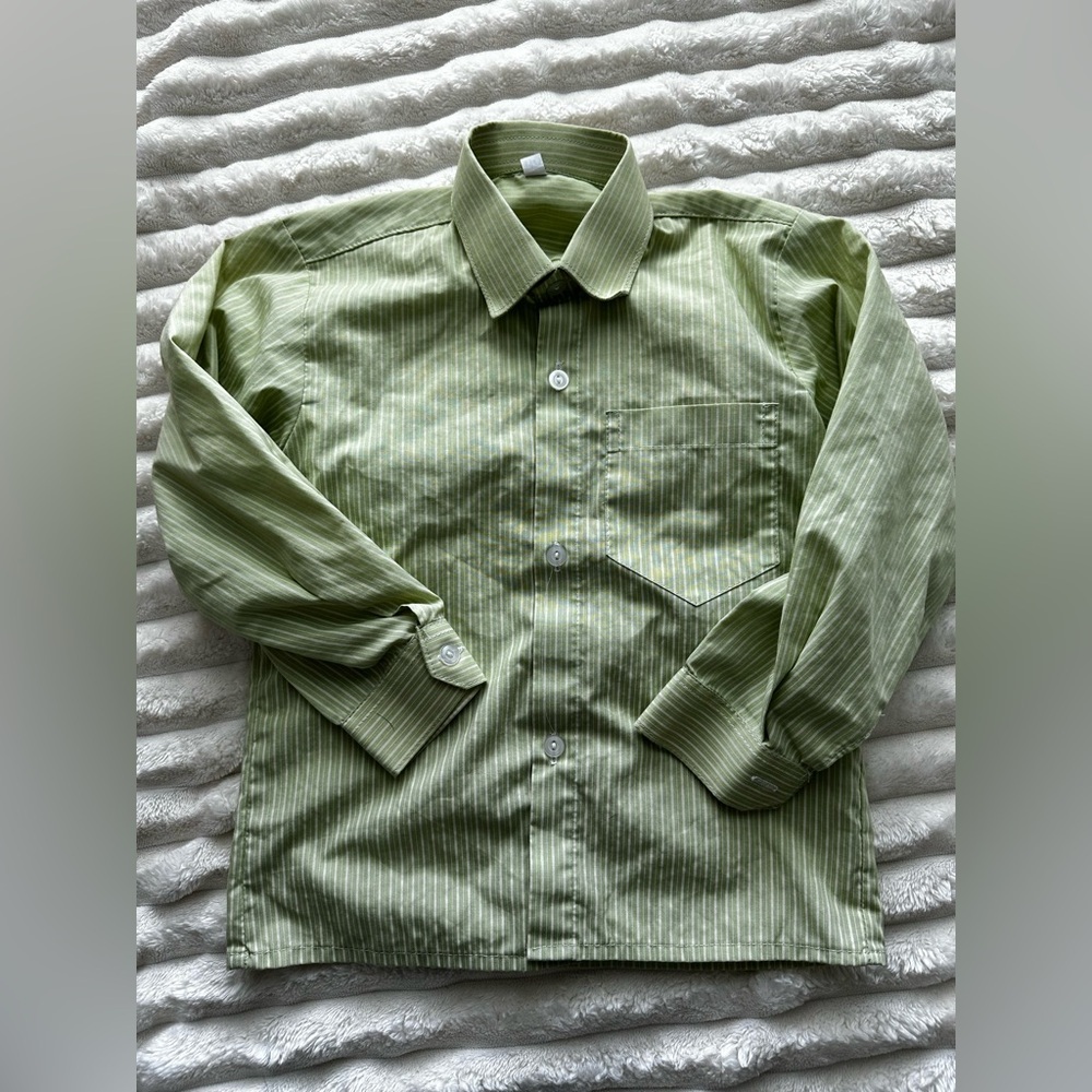 Striped green button down shirt size 5